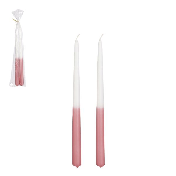 Dip-dye svijeća roza 2 KOM - h30xd2,2cm